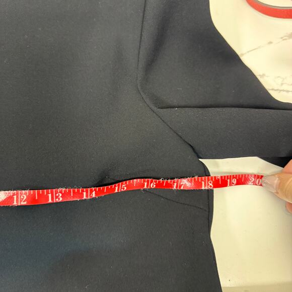 ZARA Sliced Boatneck Black Crepe Long Sleeve Top Women's Small Professional - Picture 5 of 7